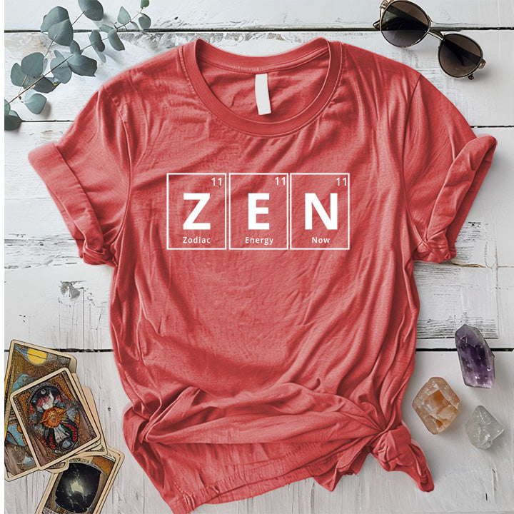 Zen Periodic Table T Shirt Coral Silk Mockup