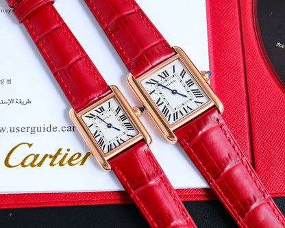 TANK MUST SMALL PINK GOLD LEATHER STRAP WHITE DIAL