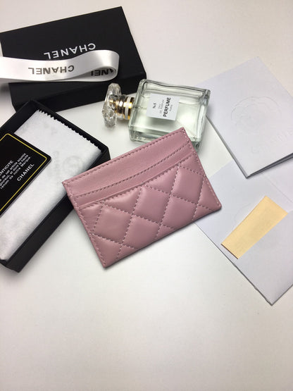 CC CARD HOLDER 11.2 BABY PINK CALFSKIN SILVER ICON