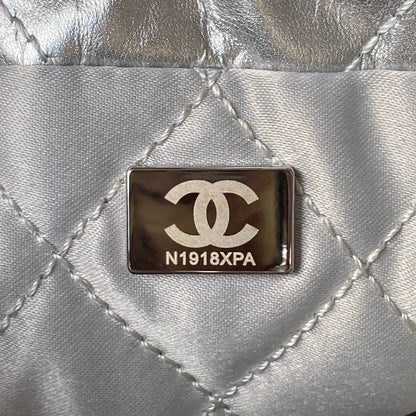 CC 24S Hobo 22 Bag 20cm Silver Metalic Lambskin