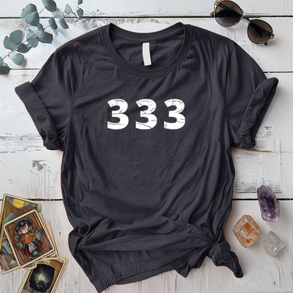 333 Angels Numbers T Shirt Dark Heather Grey Mockup