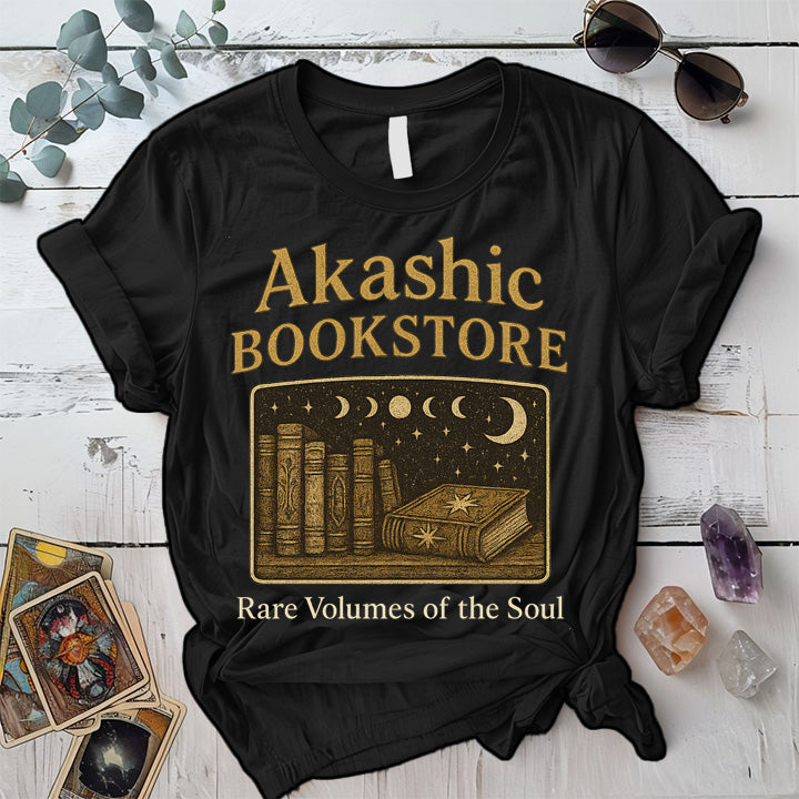Akashic Bookstore T-Shirt Mockup Black