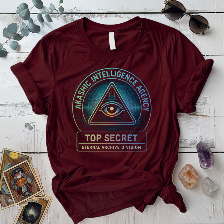 Akashic Intelligence Agency T-Shirt Mockup Maroon