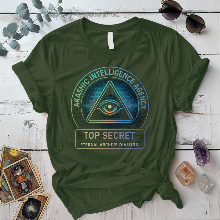 Akashic Intelligence Agency T-Shirt Mockup Military Green