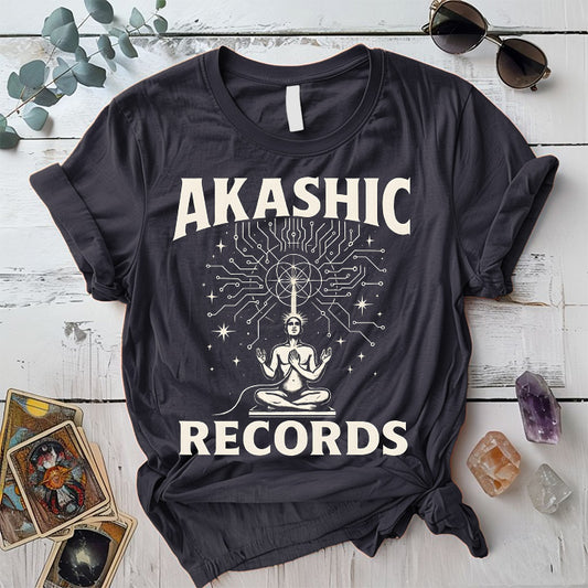 Akashic Divine Download T-Shirt Mockup Dark Heather Grey