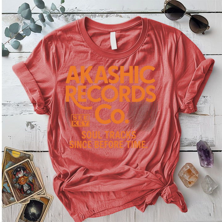 Akashic Records Soul Tracks T-Shirt Mockup Dark Heather Grey