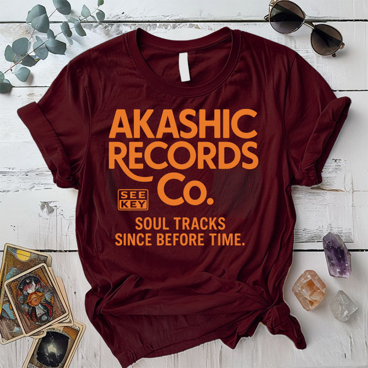 Akashic Records Soul Tracks T-Shirt Mockup Maroon