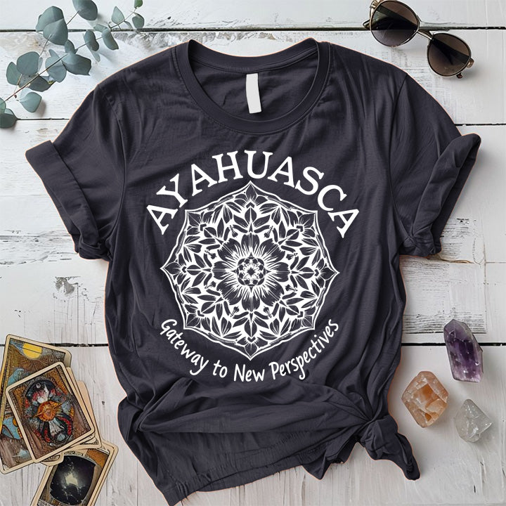 Ayahuasca Gateway T-Shirt Mockup Dark Heather Grey