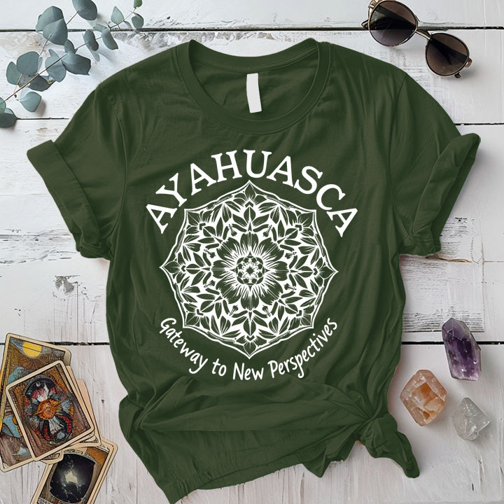 Ayahuasca Gateway T-Shirt Mockup Military Green