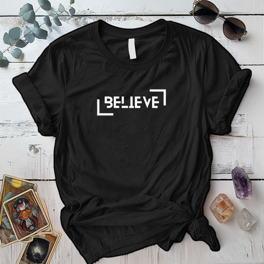 Believe T-Shirt Mockup Black