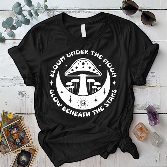 Bloom Under The Moon T-Shirt Mockup Black
