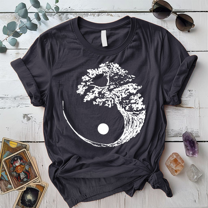 Bonsai Tree Ying Yang T-Shirt Mockup dark-heather-grey