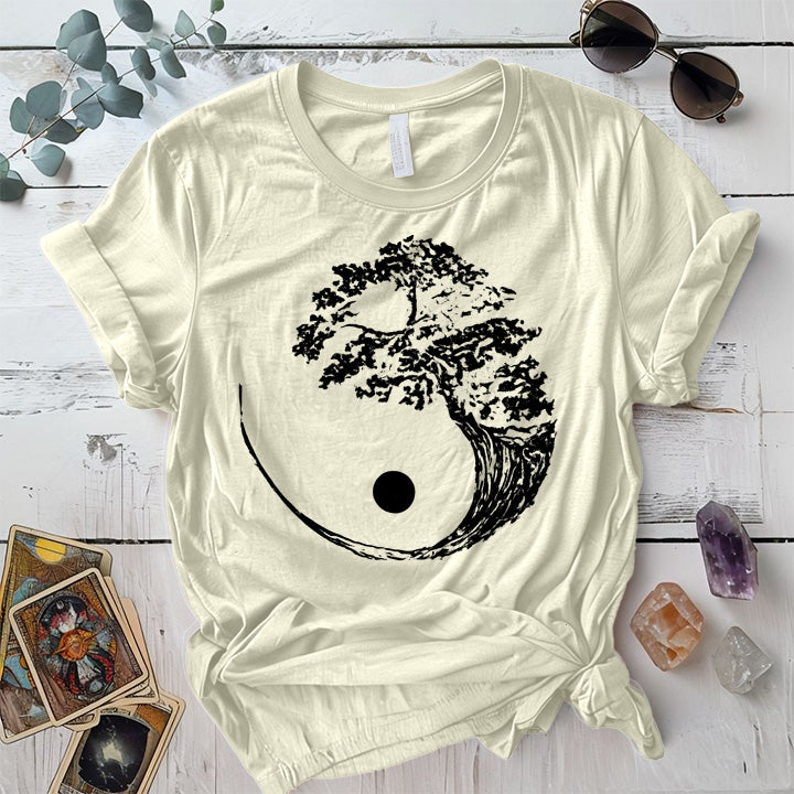 Bonsai Tree Ying Yang T-Shirt Mockup natural