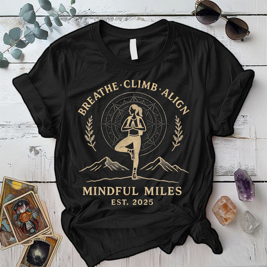 Breathe Climb Align T-Shirt Mockup Black