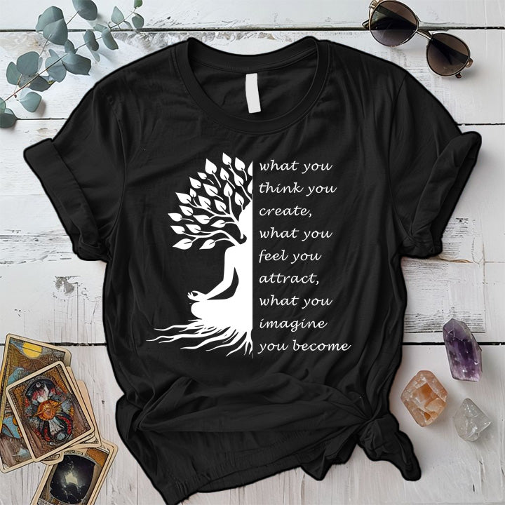 Buddha Tree Quote T-Shirt Mockup Black