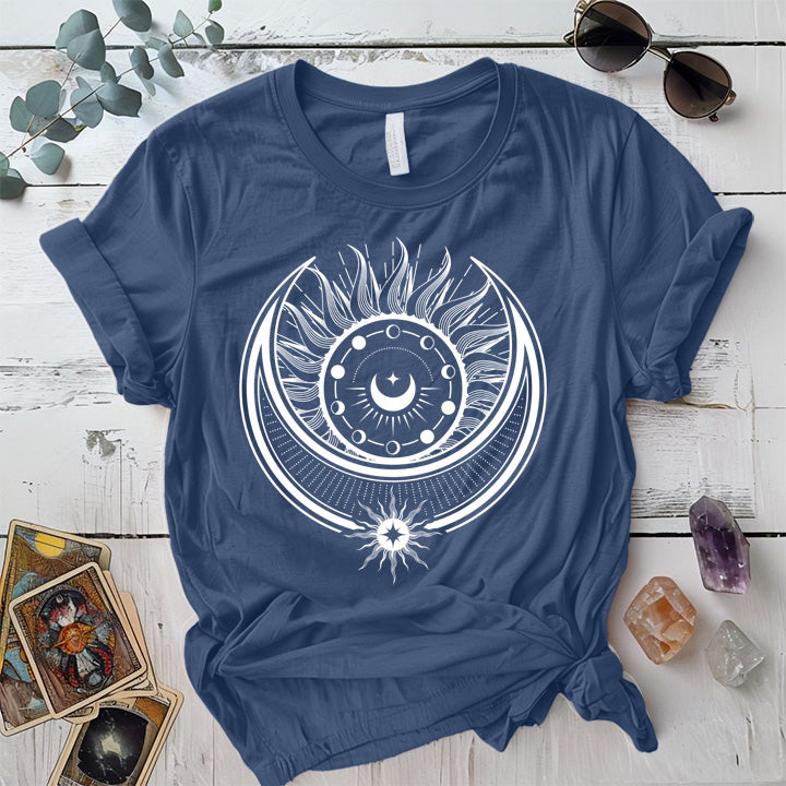 Celestial Alchemy T-Shirt Mockup Indigo Blue