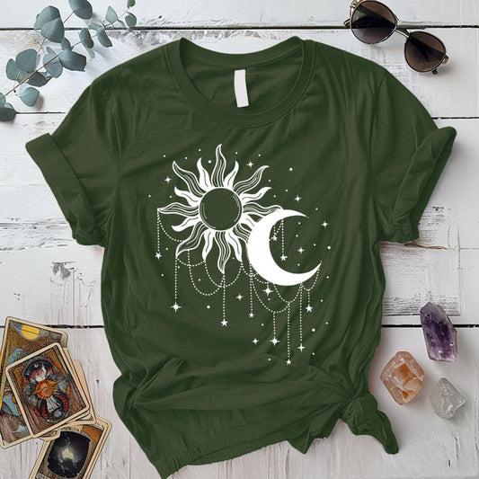 Celestial Chandelier T-Shirt Mockup Military Green