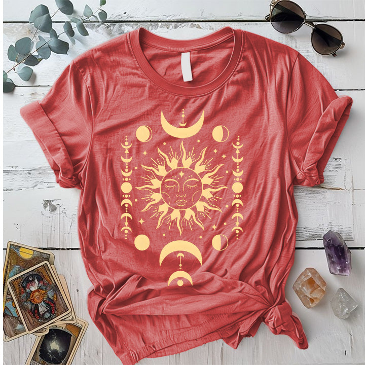 Celestial Wisdom T-Shirt Mockup Coral Silk