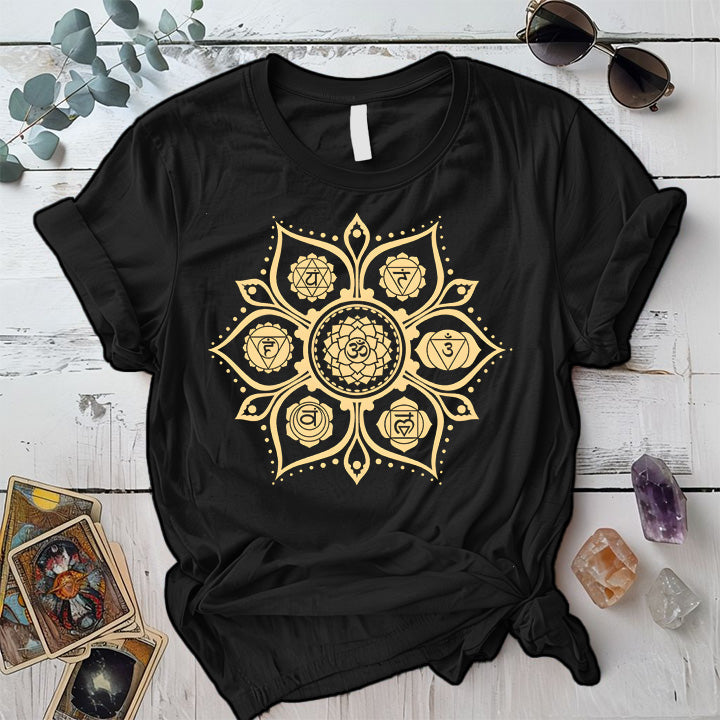 Chakra Mandala T-Shirt Mockup Black