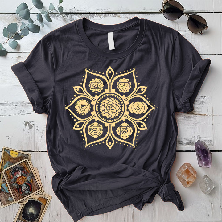 Chakra Mandala T-Shirt Mockup Dark Heather Grey