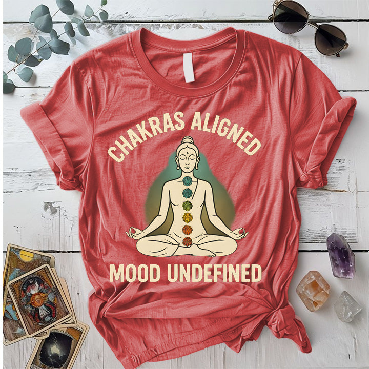 Chakras Aligned T-Shirt Mockup Coral Silk