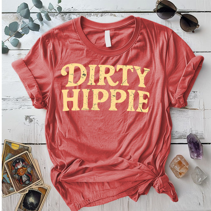 Dirty Hippie T-Shirt Mockup Coral Silk