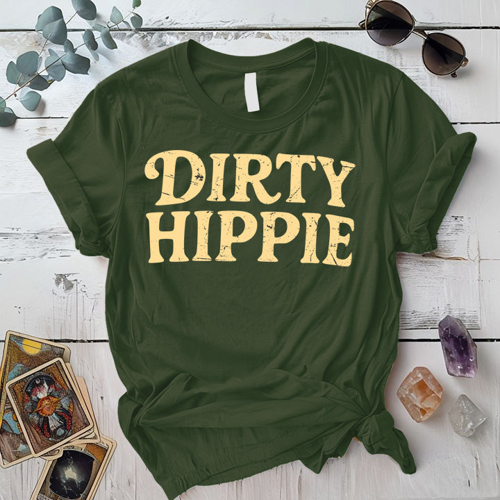 Dirty Hippie T-Shirt Mockup Military Green