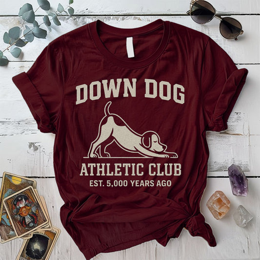 Down Dog Athletic Club T-Shirt Mockup Maroon