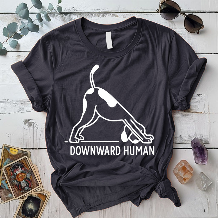 Downward Human T-Shirt Mockup Dark Heather Grey