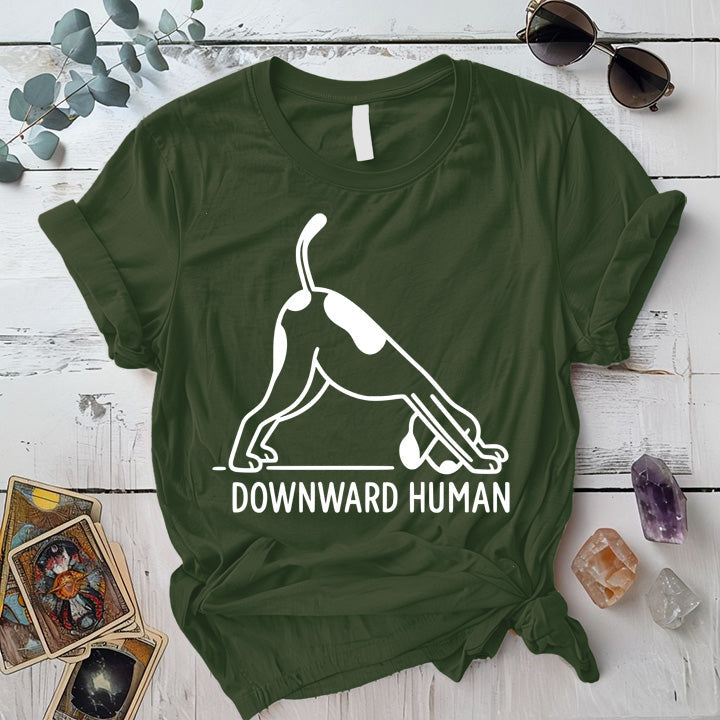 Downward Human T-Shirt Mockup Military Green
