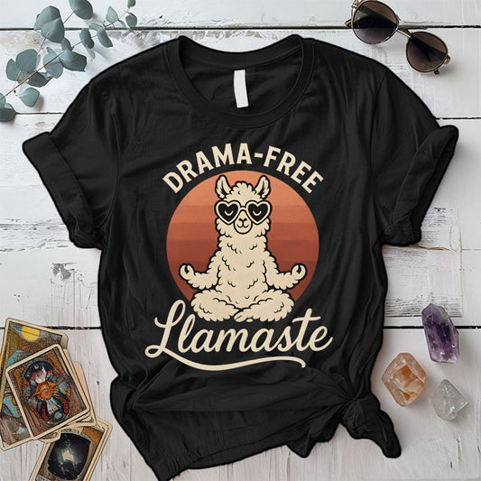 Drama Free Llamaste T-Shirt Mockup Black