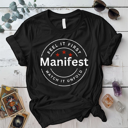 Feel It First Manifest T-Shirt Mockup Black