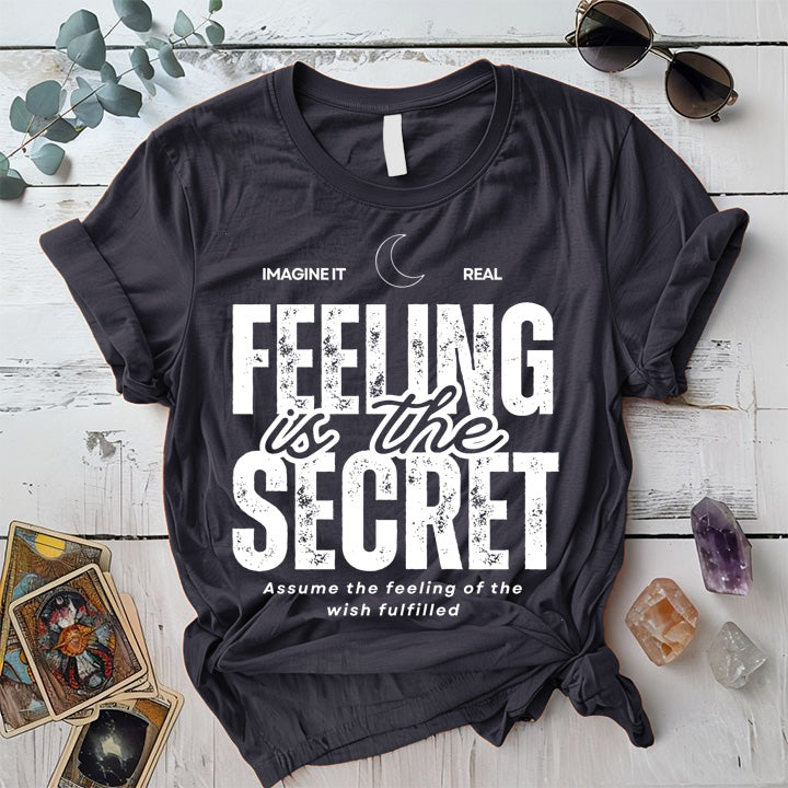 Feeling Is The Secret T-Shirt Mockup Indigo Blue