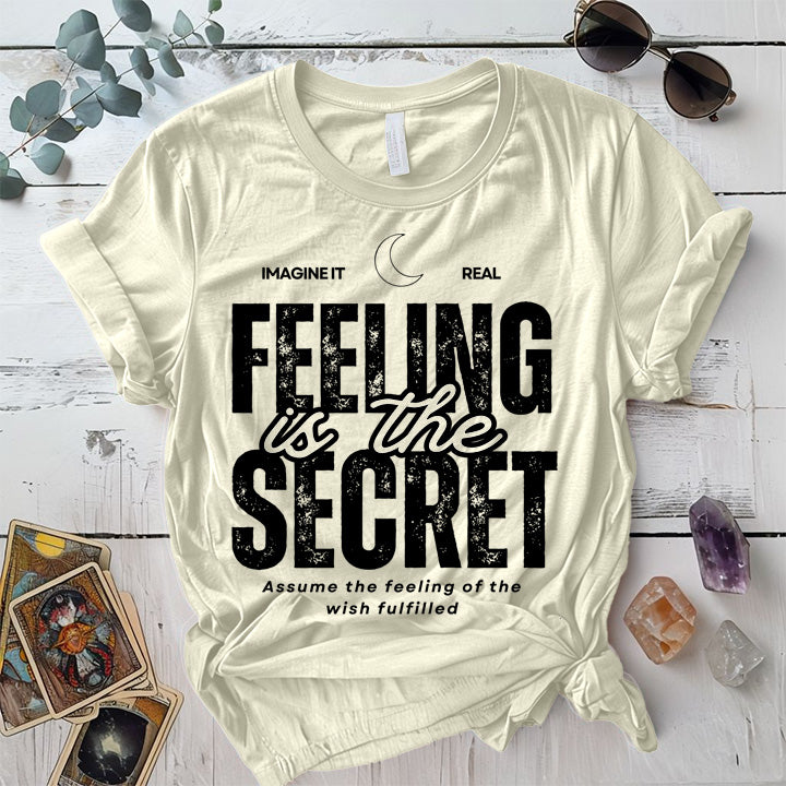 Feeling Is The Secret T-Shirt Mockup Dark Heather Grey
