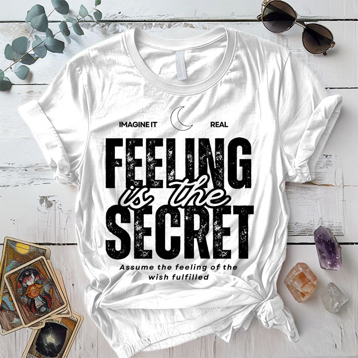 Feeling Is The Secret T-Shirt Mockup Coral Silk