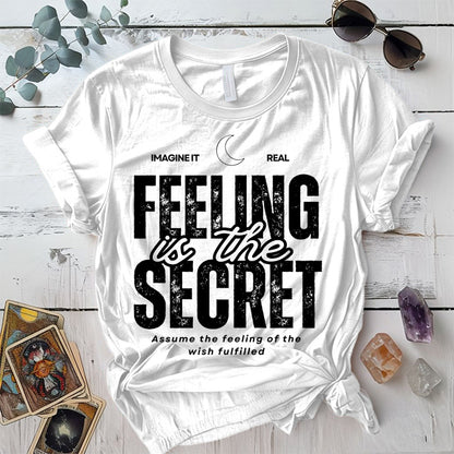Feeling Is The Secret T-Shirt Mockup Coral Silk