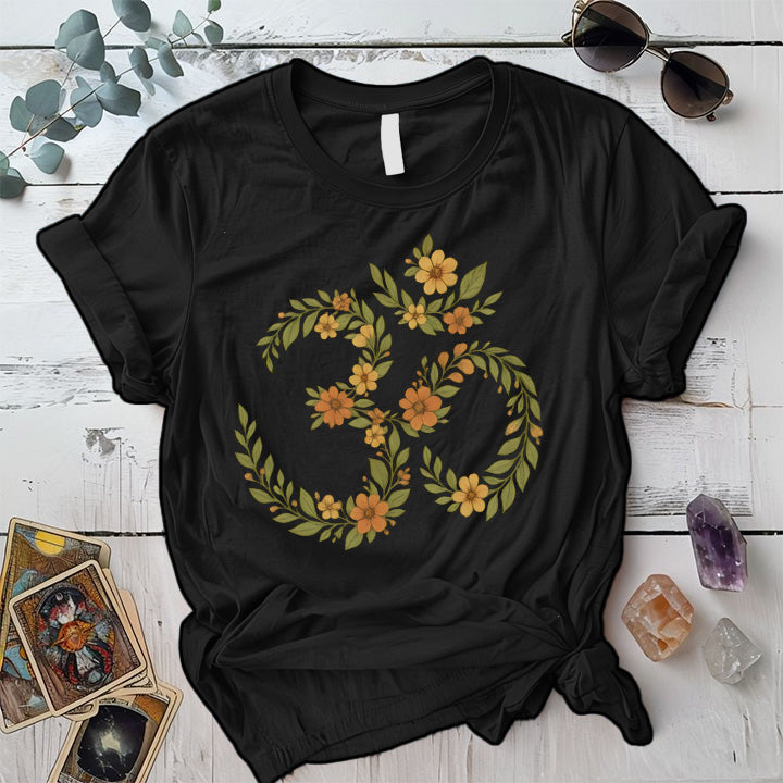Floral Om T-Shirt Mockup Black