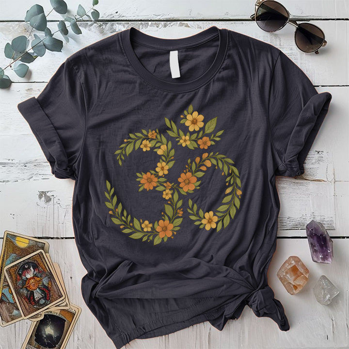 Floral Om T-Shirt Mockup Dark Heather Grey