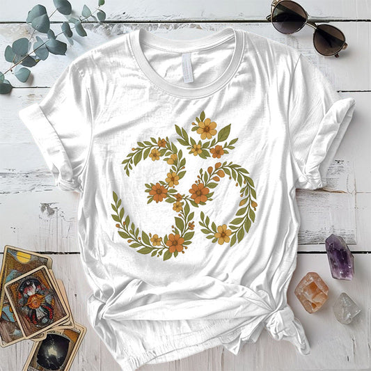 Floral Om T-Shirt Mockup White