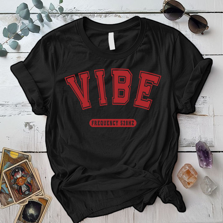 Vibe Frequency 528Hz T Shirt Black Mockup