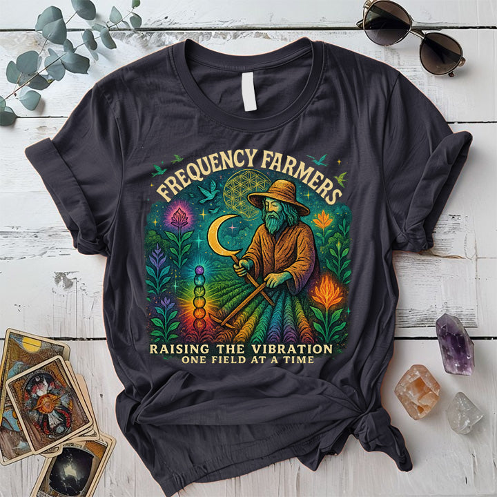 Frequency Farmers T-Shirt Mockup Dark Heather Grey