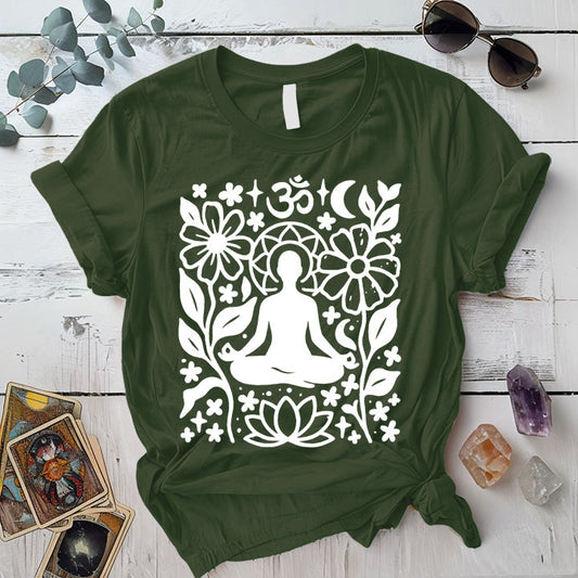 Garden of Om T-Shirt Mockup Military Green