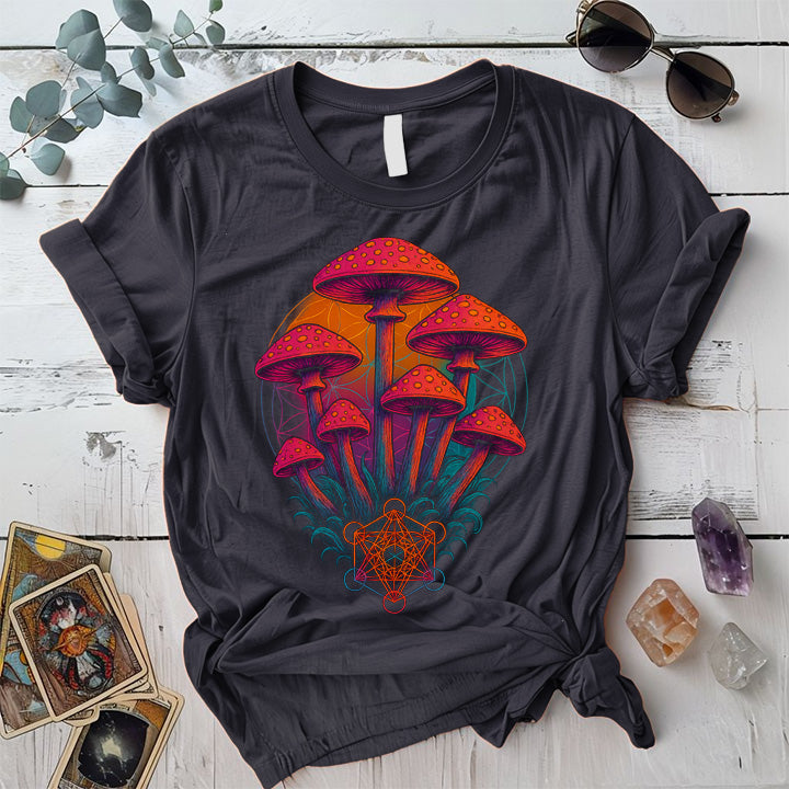 Geometric Mushrooms T-Shirt Mockup Dark Heather Grey