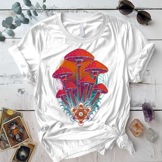 Geometric Mushrooms T-Shirt Mockup White