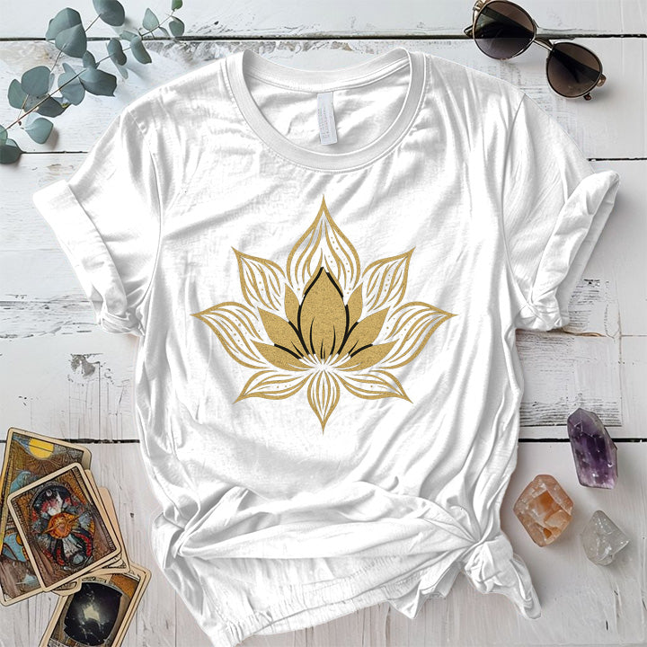 Golden Lotus T-Shirt Mockup White
