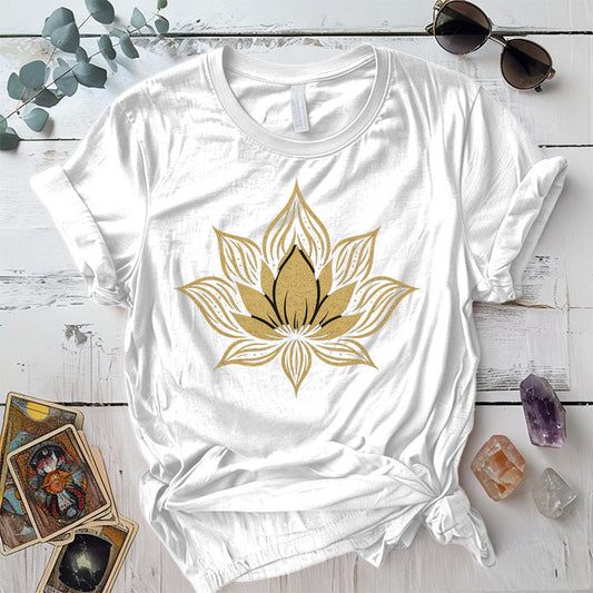 Golden Lotus T-Shirt Mockup White
