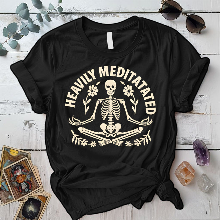 Heavily Meditated Skeleton T-Shirt Mockup black