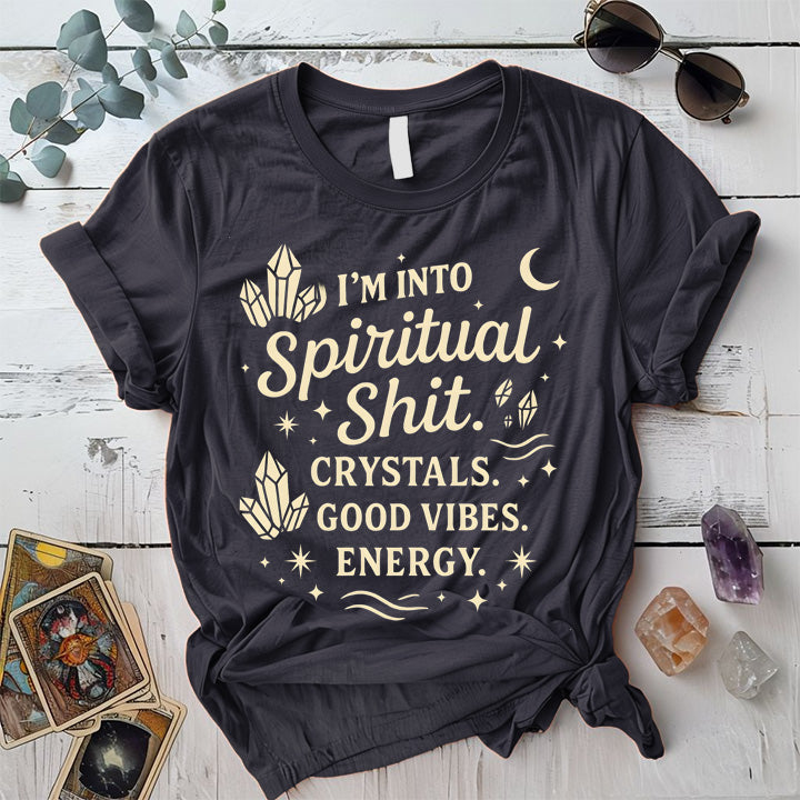 I'm Into Spiritual Shit T-Shirt Mockup Dark Heather Grey