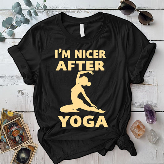 I'm Nicer After Yoga T-Shirt Mockup Black