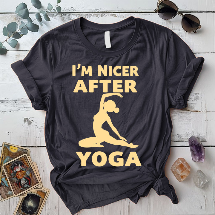 I'm Nicer After Yoga T-Shirt Mockup Dark Heather Grey